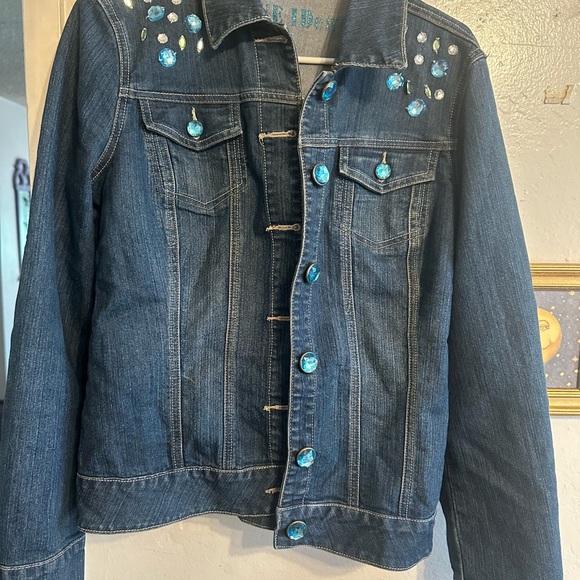 Vintage Blue Jean Jacket with Turquoise Accents - Picture 1 of 4